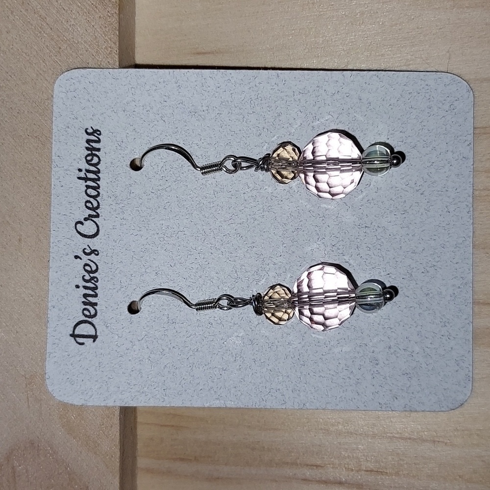 Pink earrings with sterling silver hooks